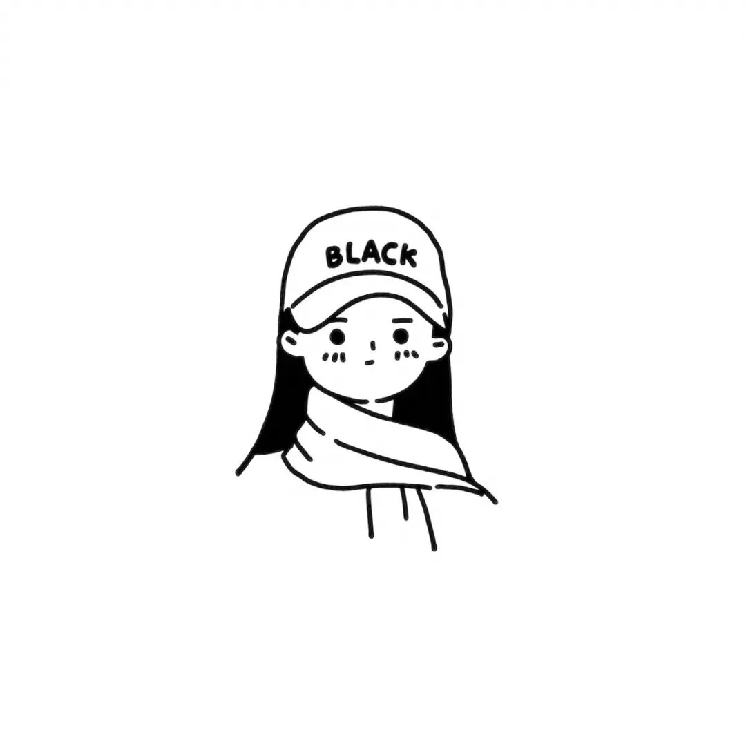 黑白九人闺蜜头像简笔画闺蜜头像