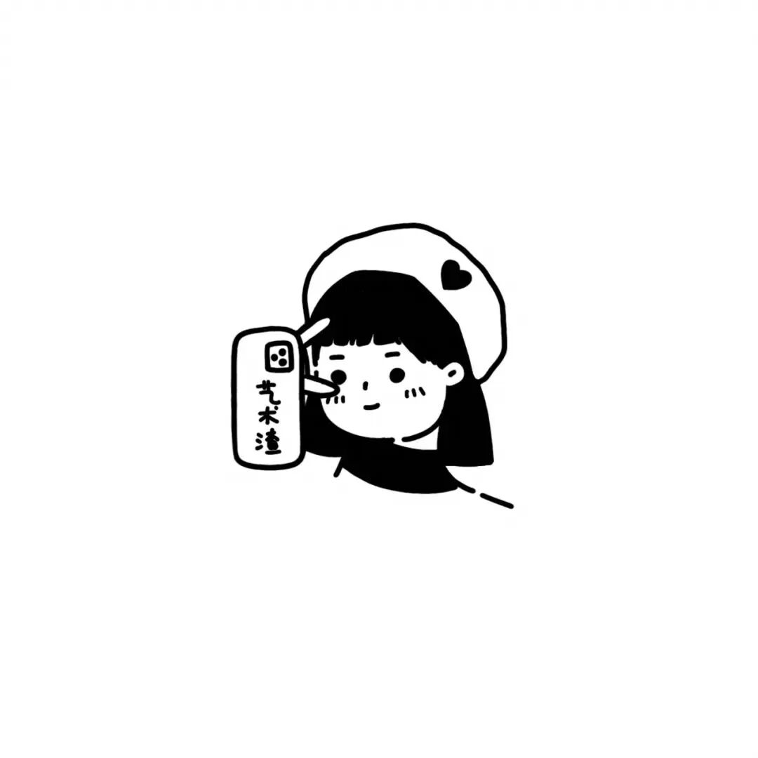 黑白九人闺蜜头像简笔画闺蜜头像