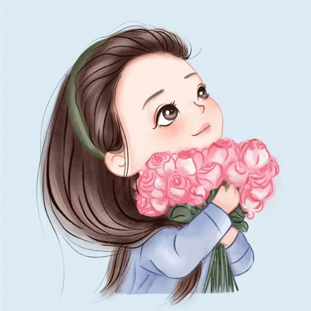 鲜花手绘动漫头像女