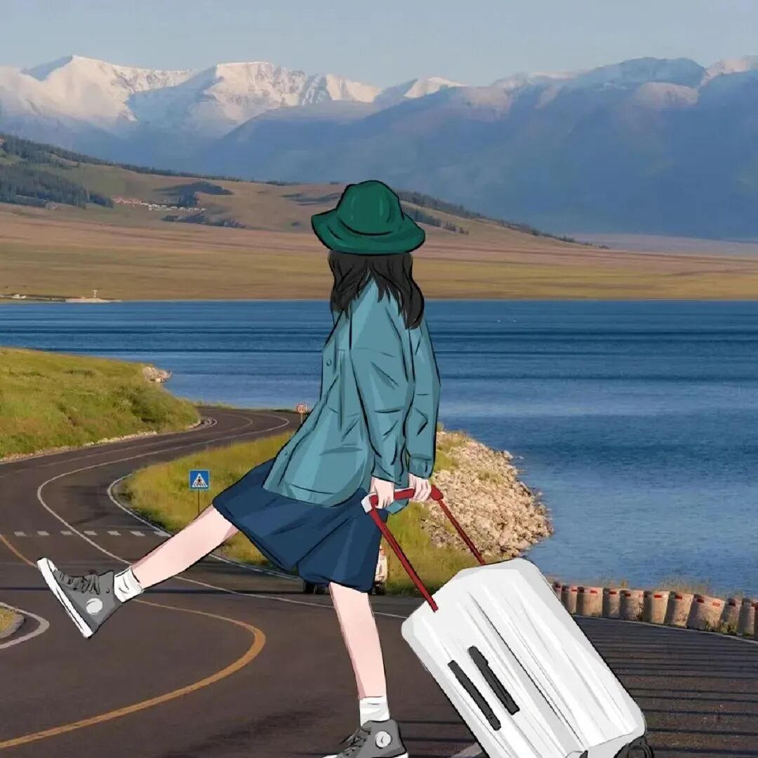 二人闺蜜头像动漫闺蜜头像旅行头像行李箱头像