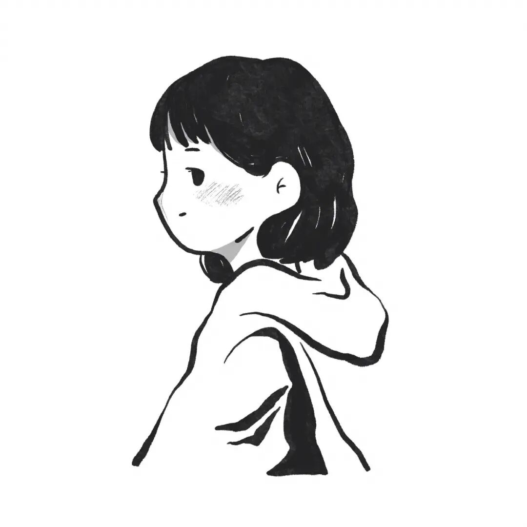 黑白简笔画头像白底头像手绘头像女