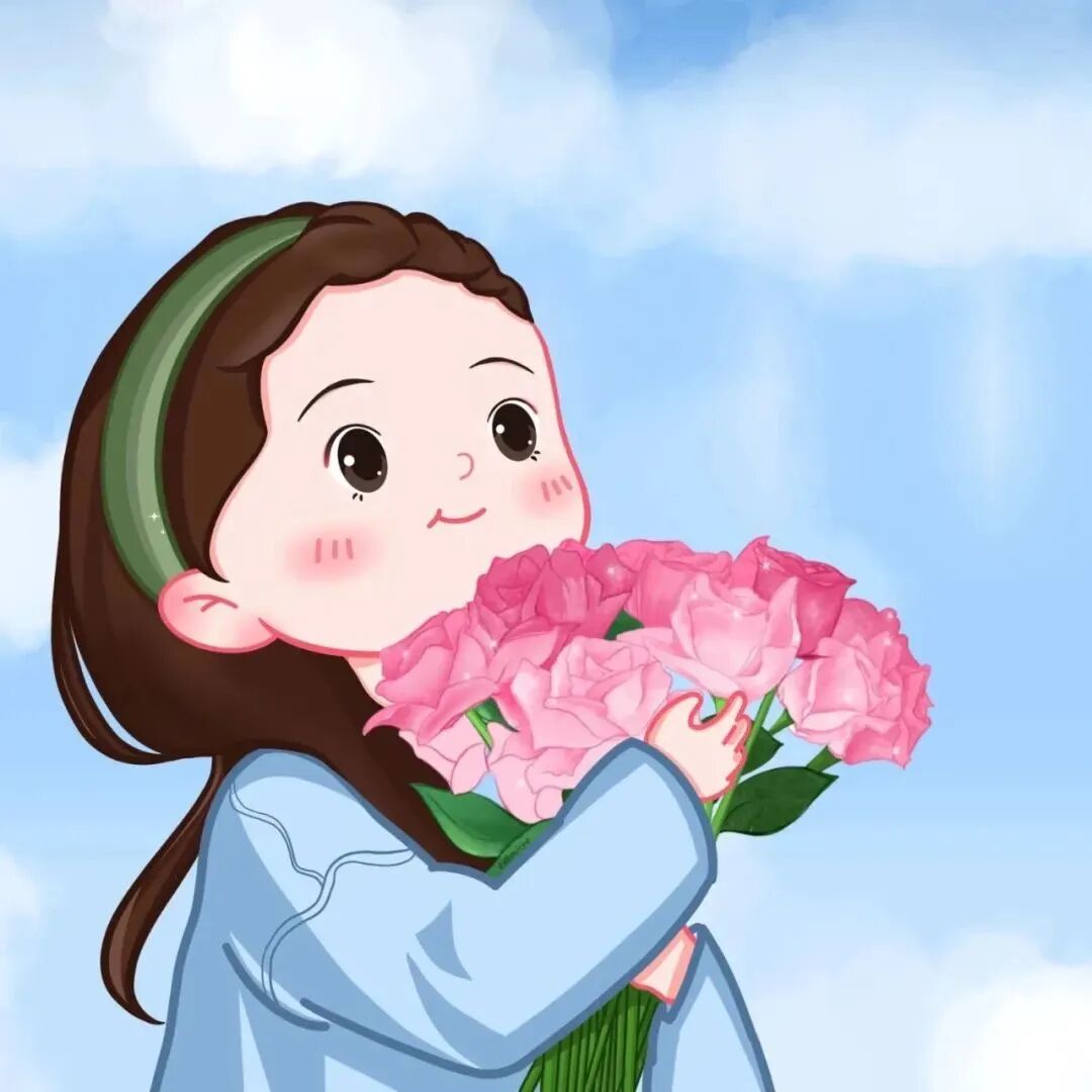 鲜花手绘动漫情侣头像