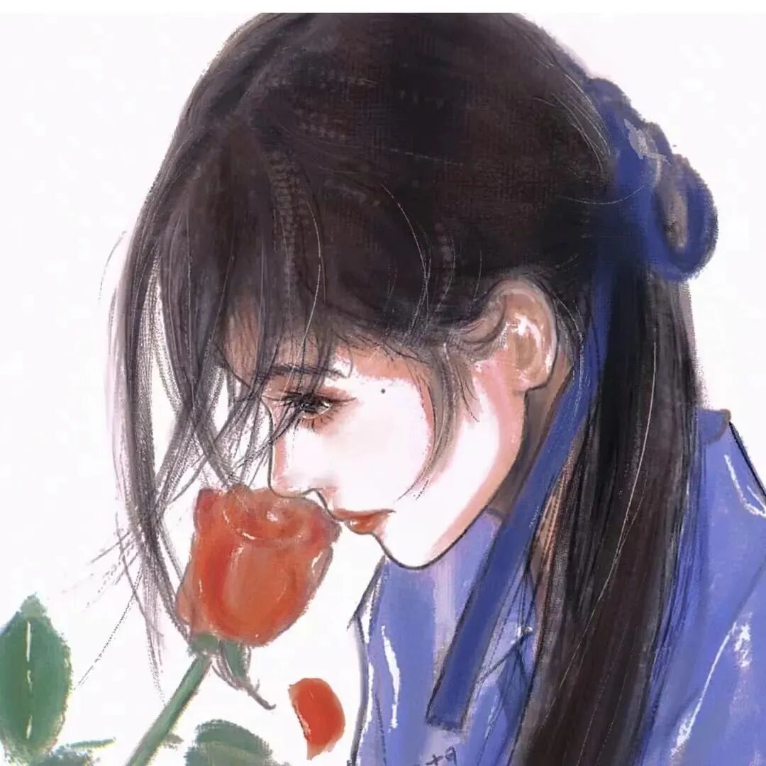 手绘动漫头像女鲜花头像