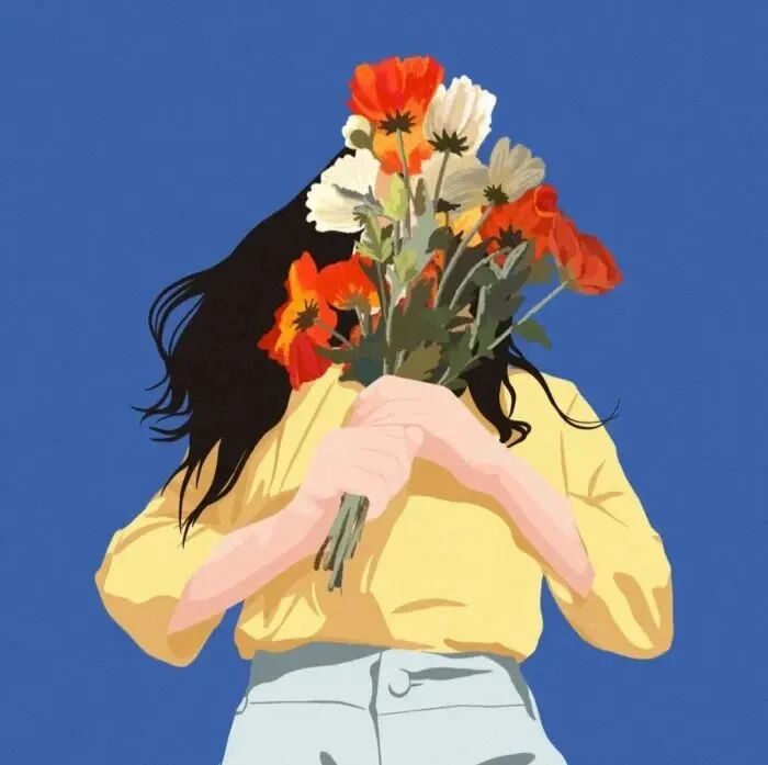 鲜花手绘动漫情侣头像