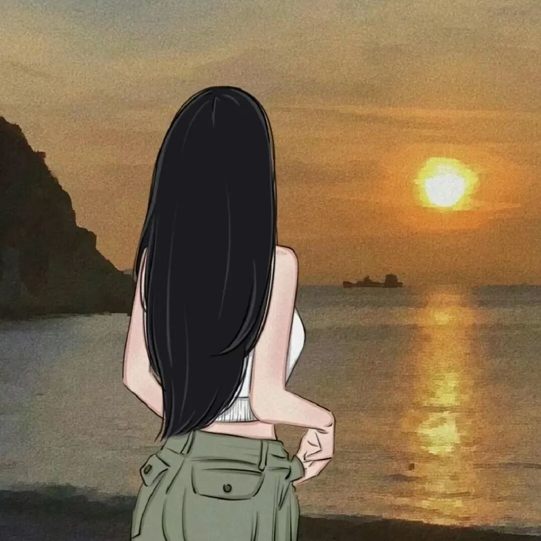 动漫头像女海边头像日落头像