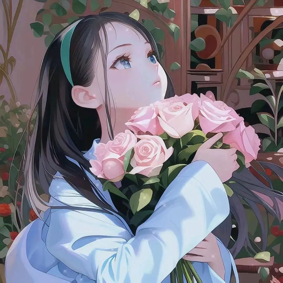 动漫情侣头像鲜花情侣头像