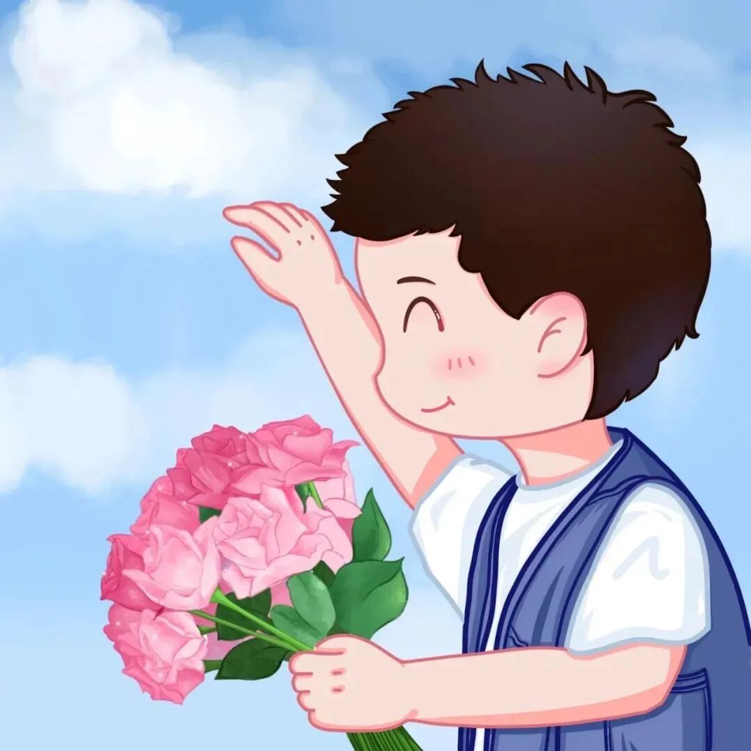鲜花手绘动漫情侣头像