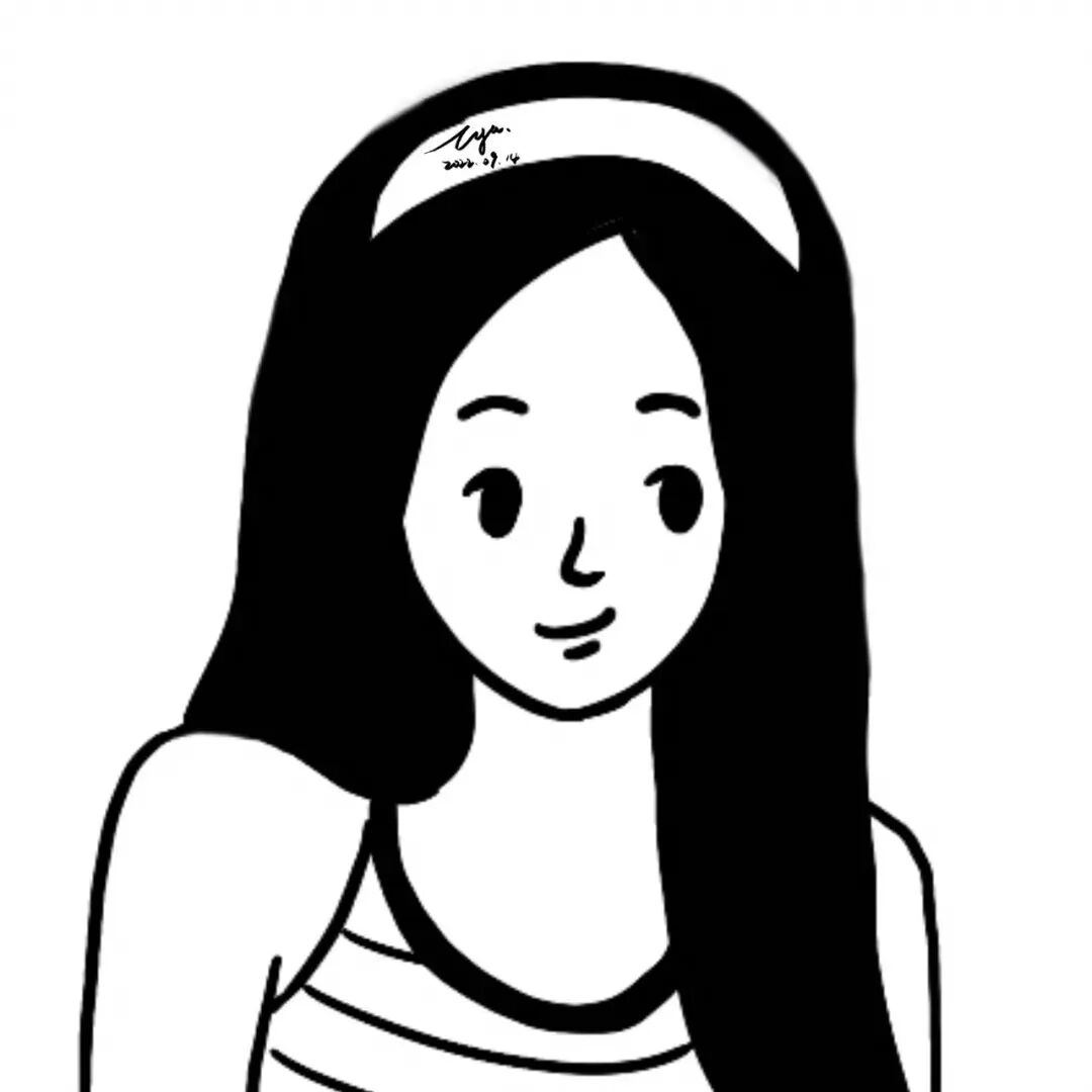 黑白简笔画头像白底头像手绘头像女