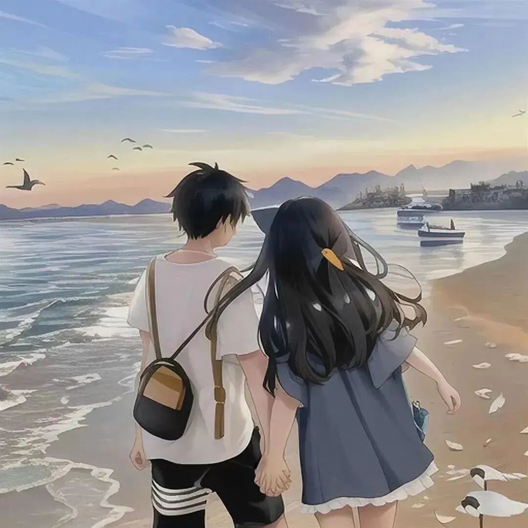 唯美情侣头像动漫情侣头像海边头像