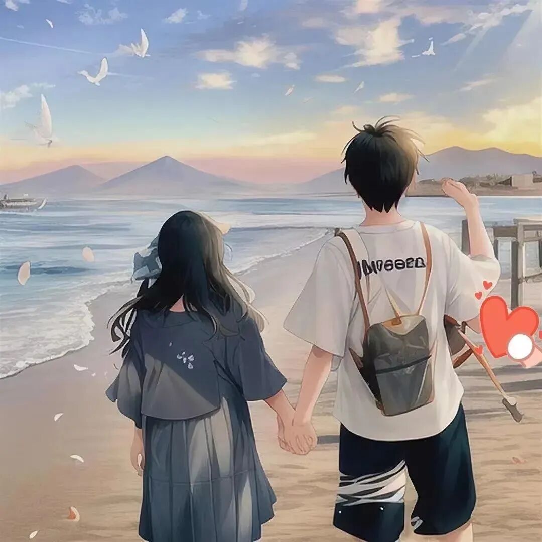 唯美情侣头像动漫情侣头像海边头像