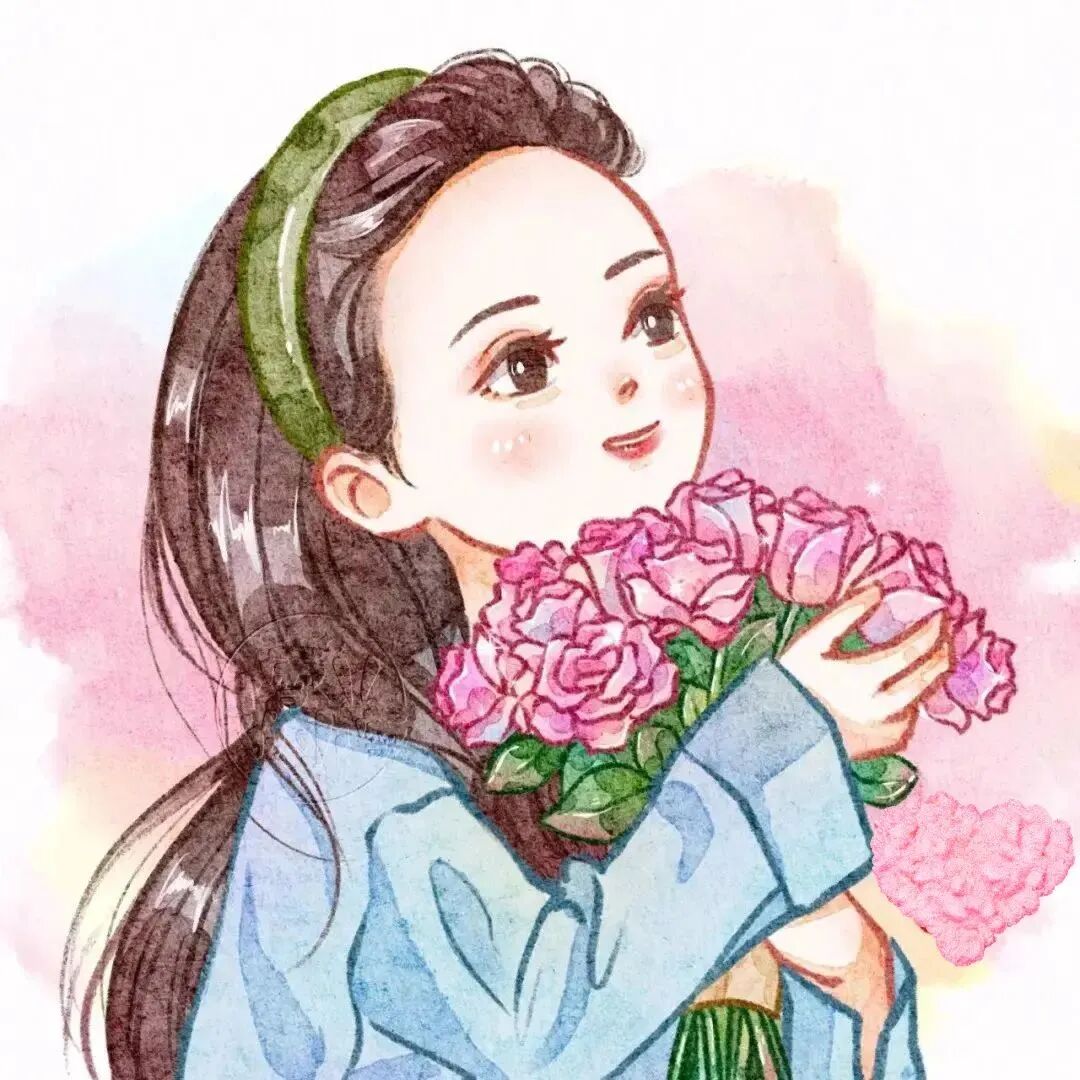 鲜花手绘动漫情侣头像