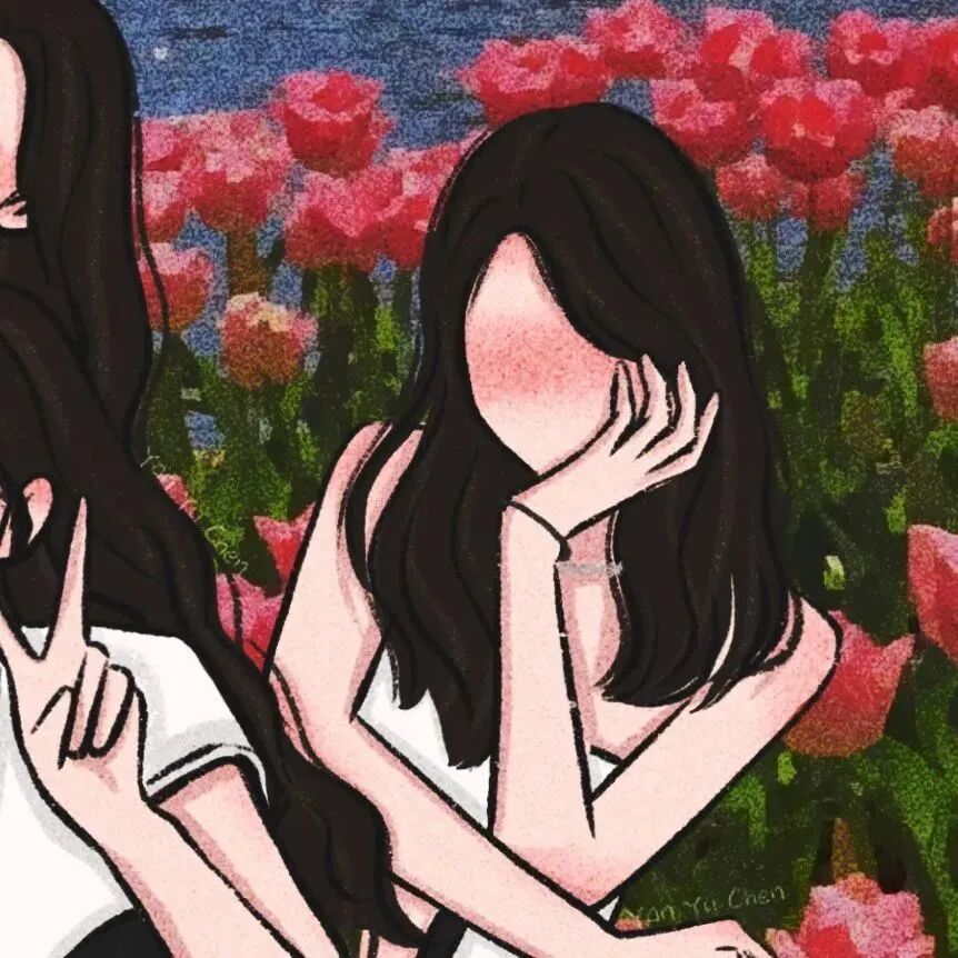 鲜花四人闺蜜头像动漫闺蜜头像
