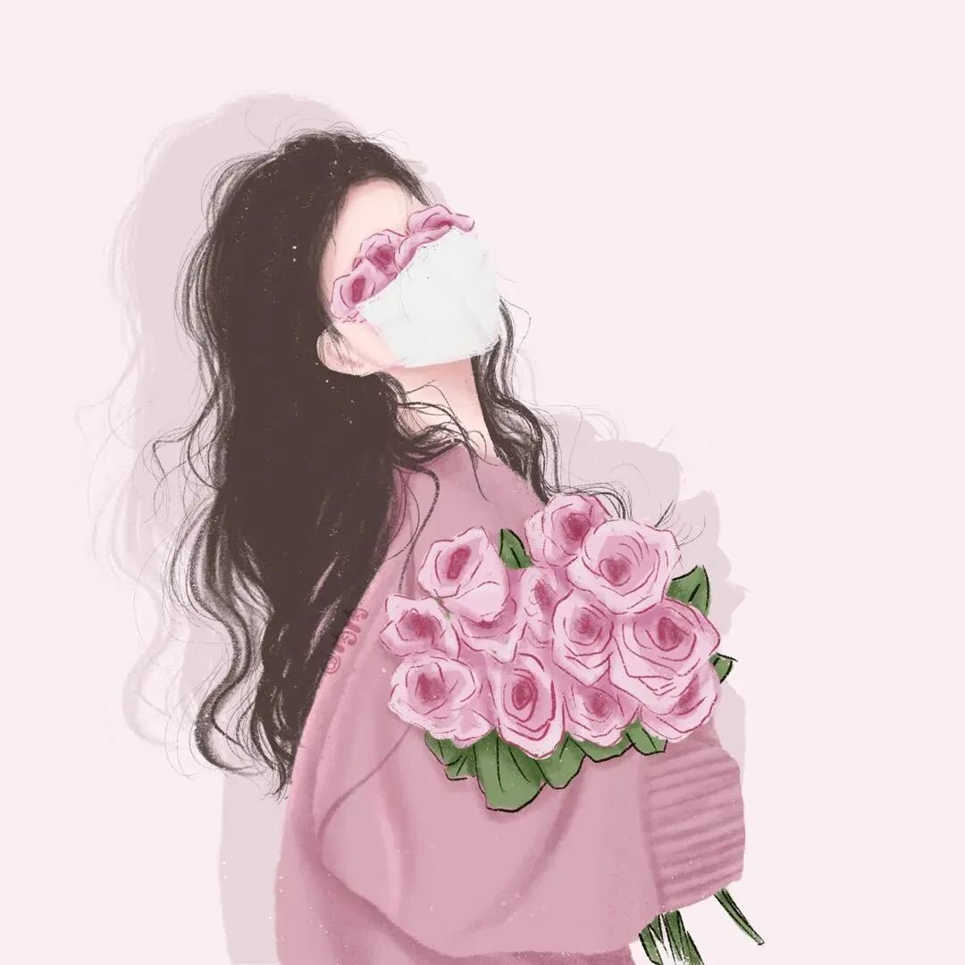 鲜花手绘动漫情侣头像