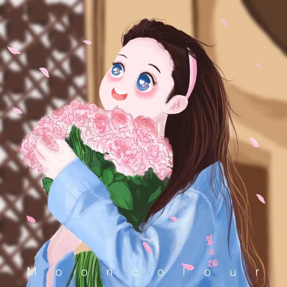 鲜花手绘动漫头像女