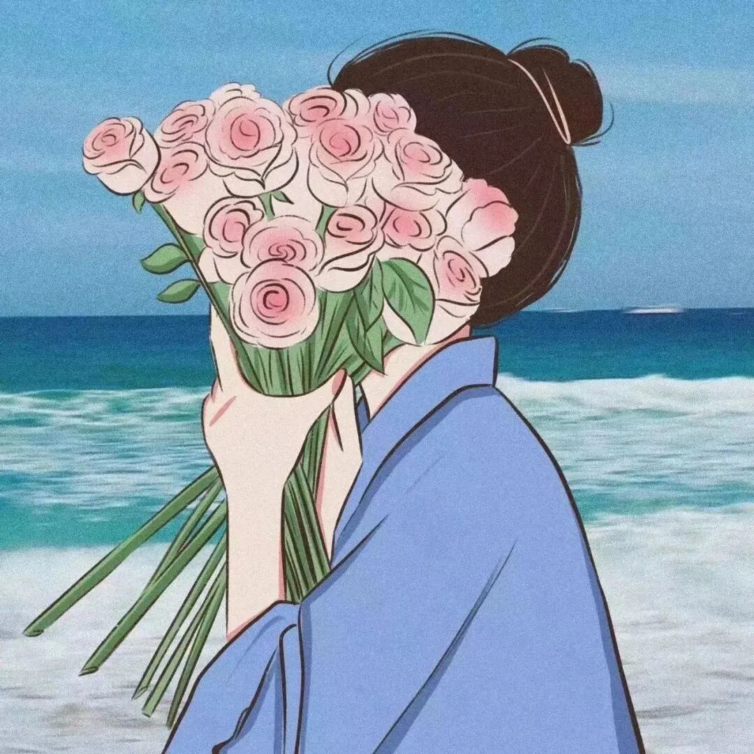 手绘鲜花动漫头像女