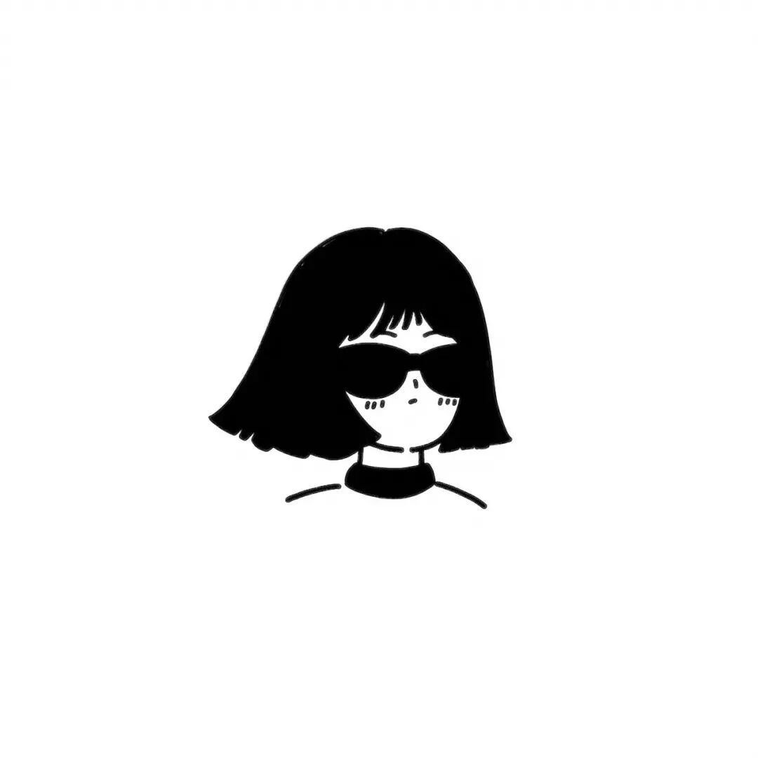 黑白九人闺蜜头像简笔画闺蜜头像