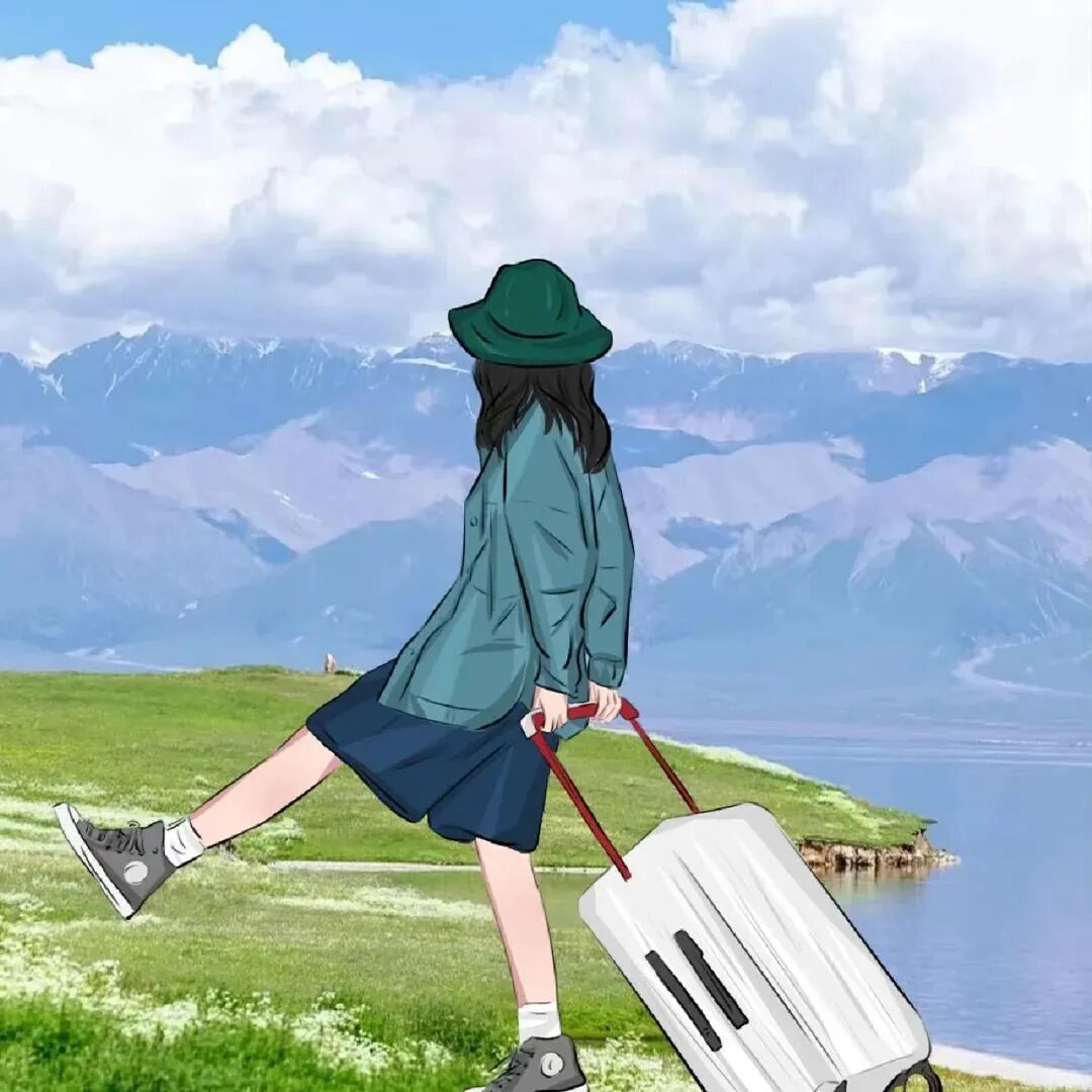 二人闺蜜头像动漫闺蜜头像旅行头像行李箱头像