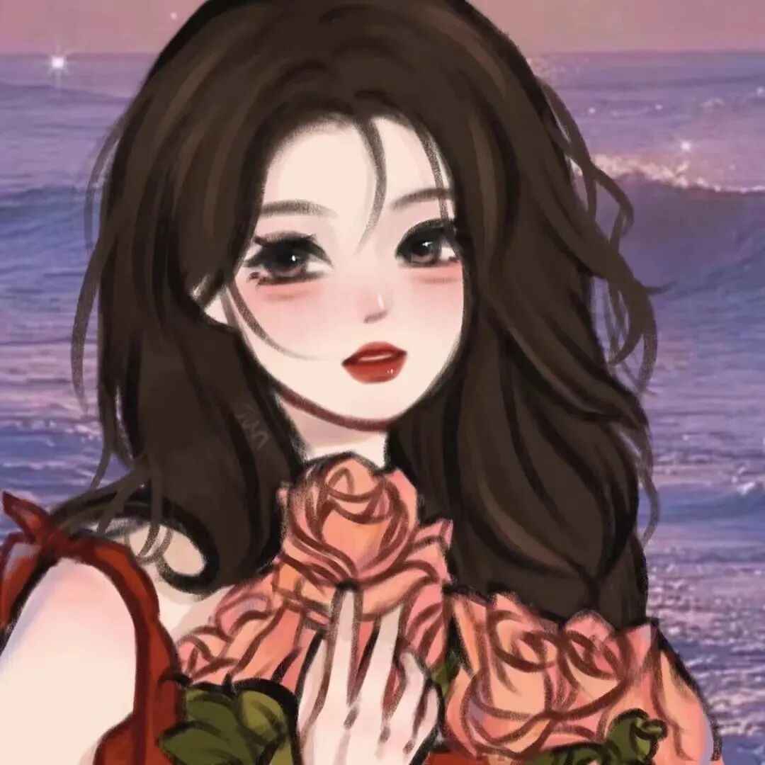 手绘动漫头像女鲜花头像