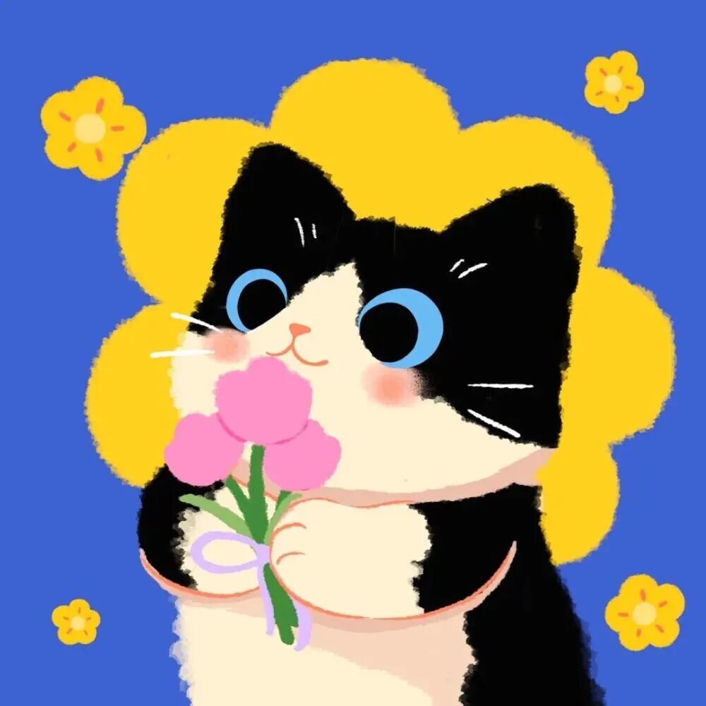 huaomaohuaduozhouyu可爱猫咪插画情侣头像