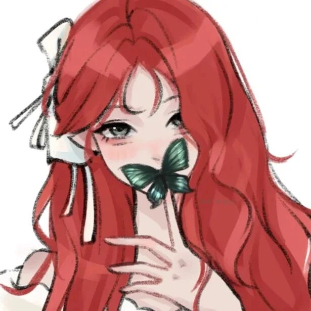 蝴蝶喜庆新年手绘动漫头像女