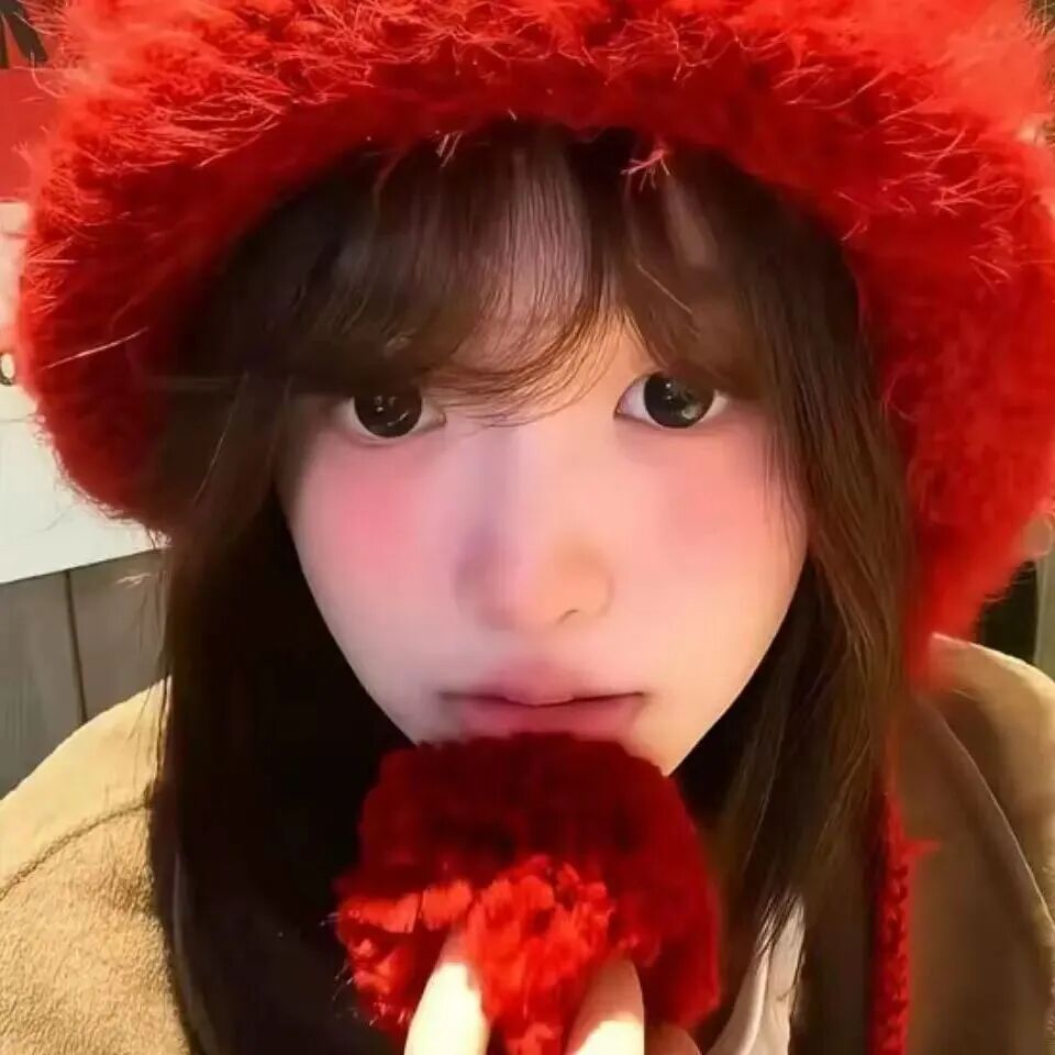 喜庆红色系甜妹女生头像