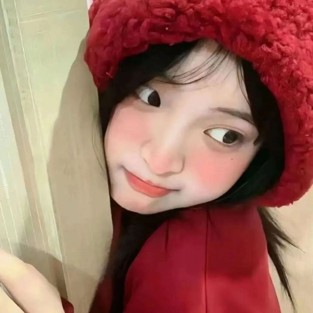 喜庆红色系甜妹女生头像