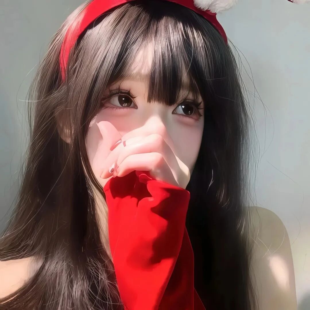 捂嘴圣诞节女生头像