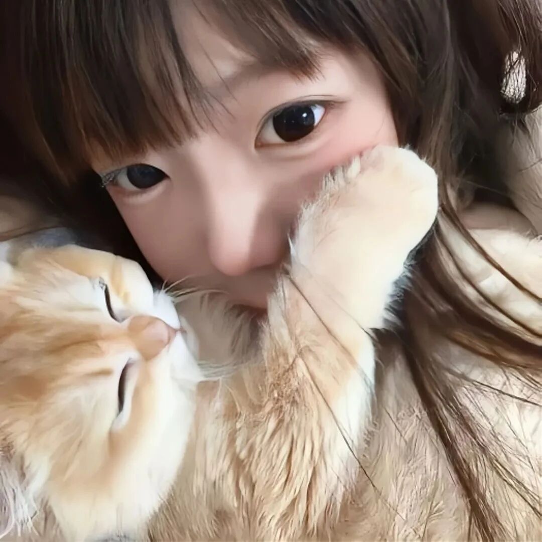 抱着猫咪少萝女生头像