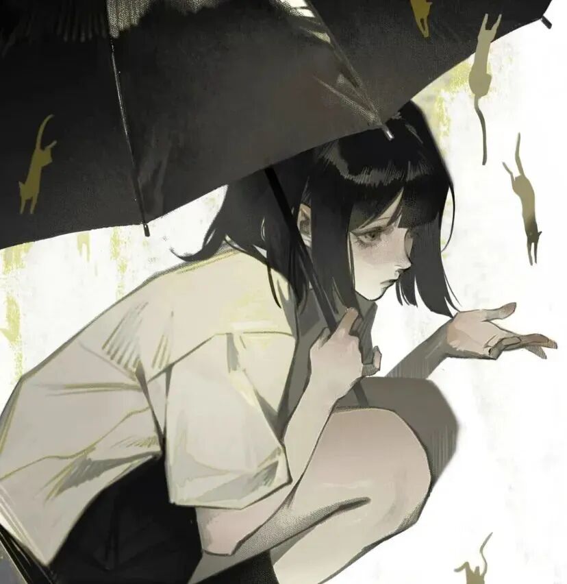 撑伞孤独感动漫头像女
