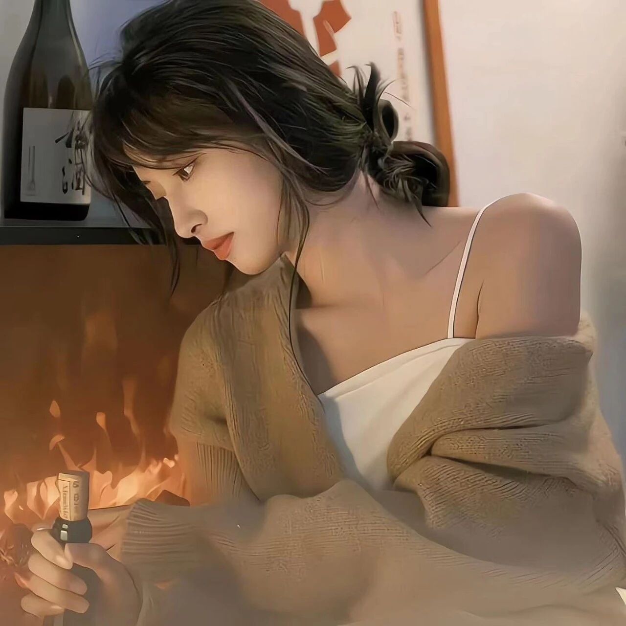 温柔侧脸女生头像