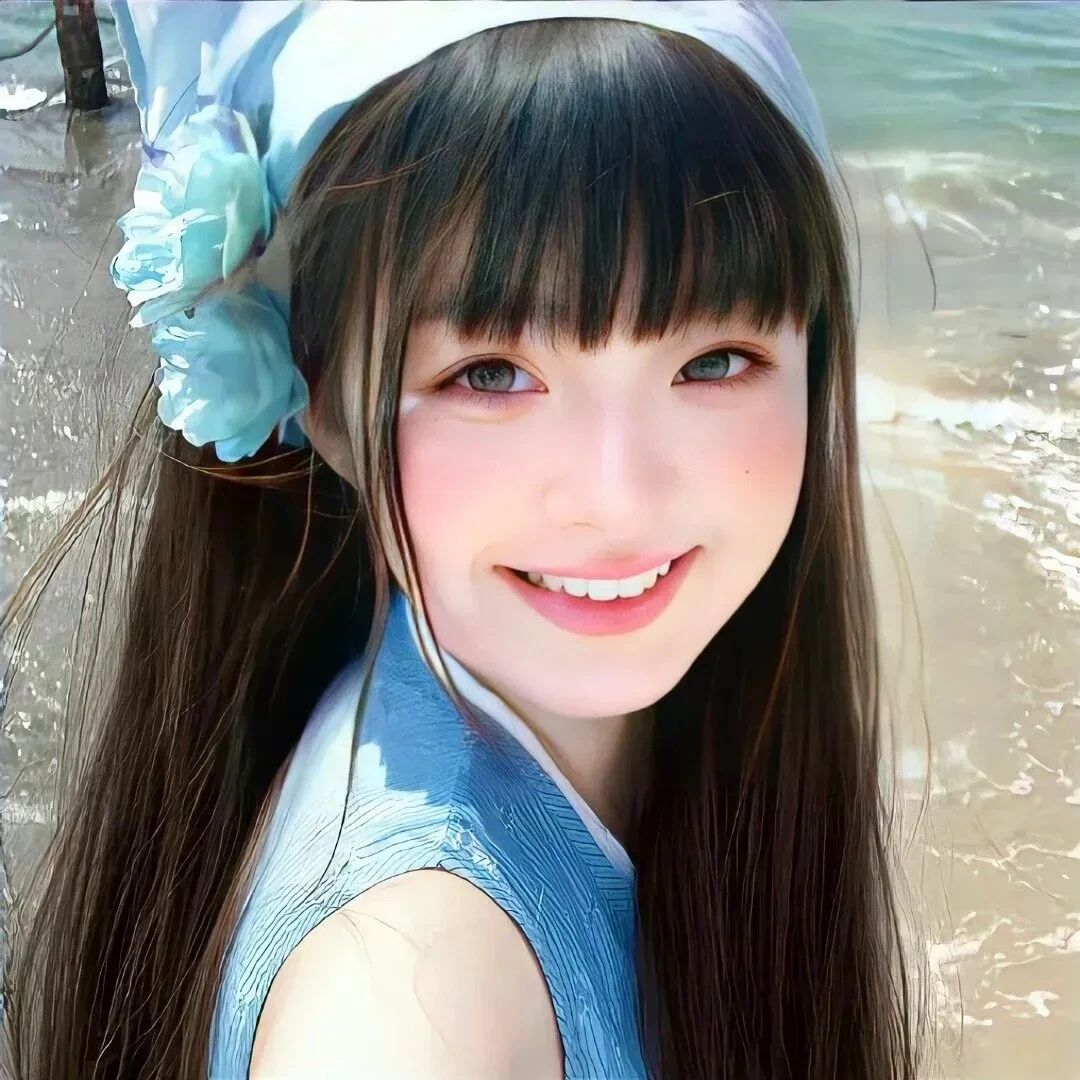 蓝色系爱笑甜妹女生头像