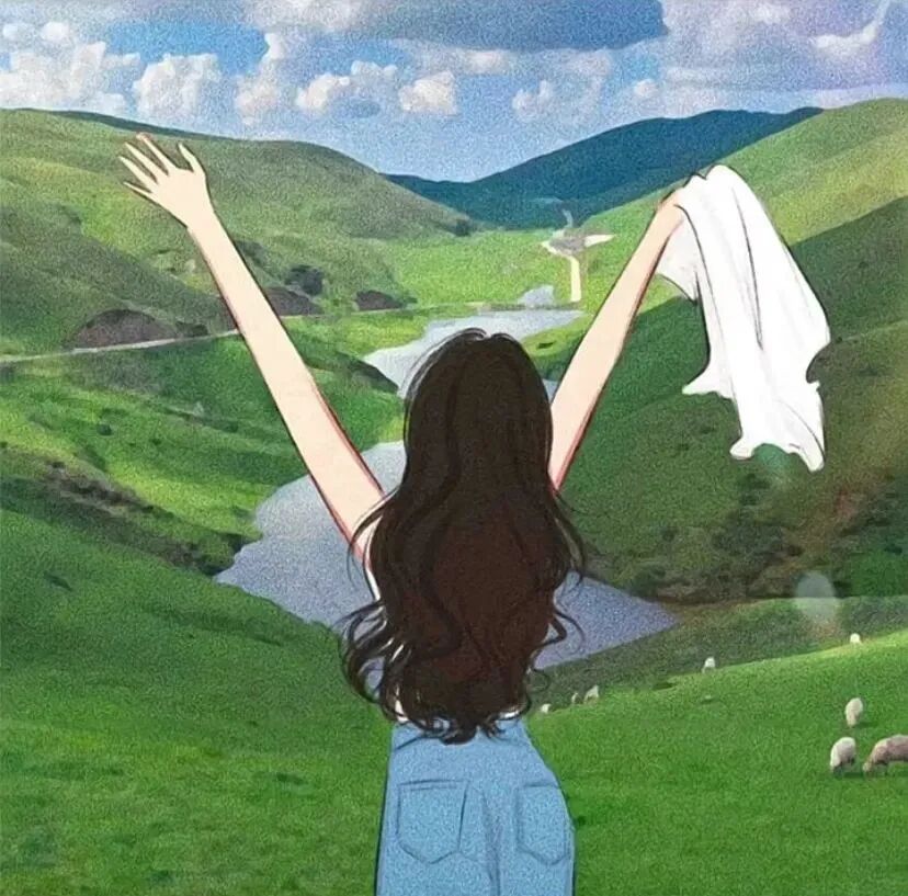 自由感手绘动漫头像女