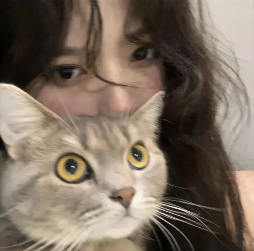 抱着猫咪小众女生头像