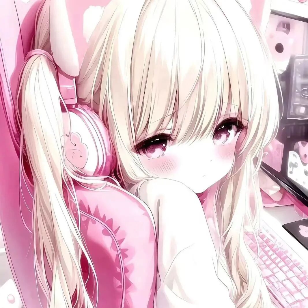 戴耳机呆萌动漫头像女