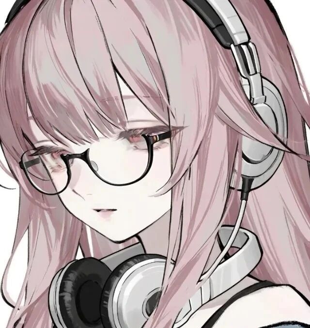 戴耳机温柔动漫头像女