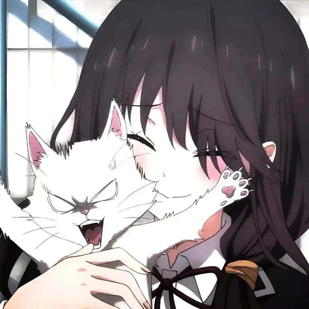 抱着猫咪甜妹动漫头像女