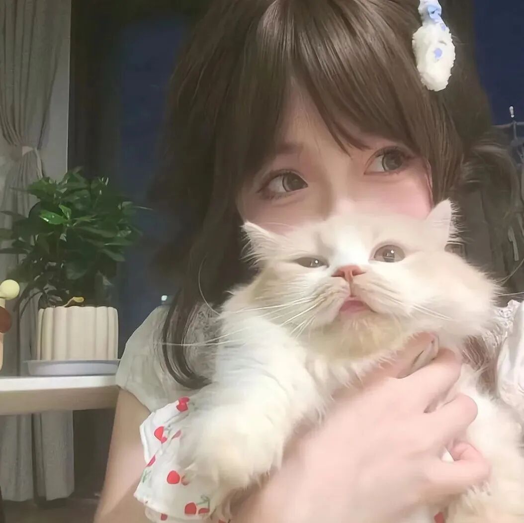 抱着猫咪甜妹女生头像