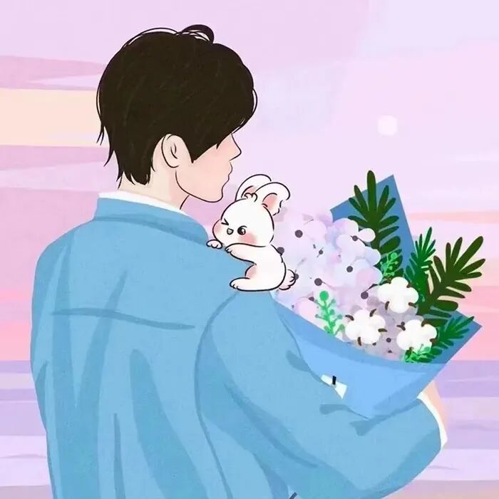 xiascuhuaqixi鲜花手绘情侣头像