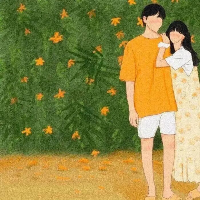 xqnxincaqingshqixi小清新插画情侣头像