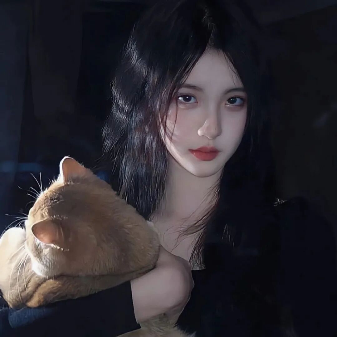 抱着猫咪温柔女生头像