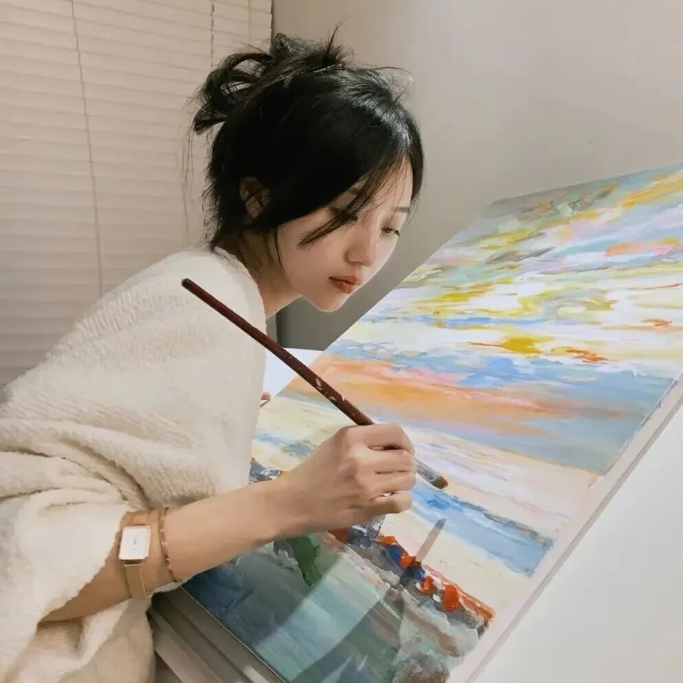 画画小众侧脸女生头像