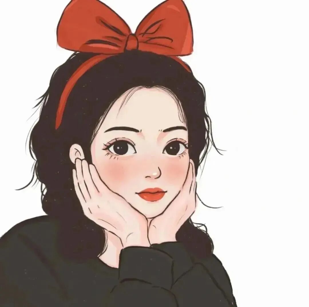 蝴蝶结手绘动漫头像女