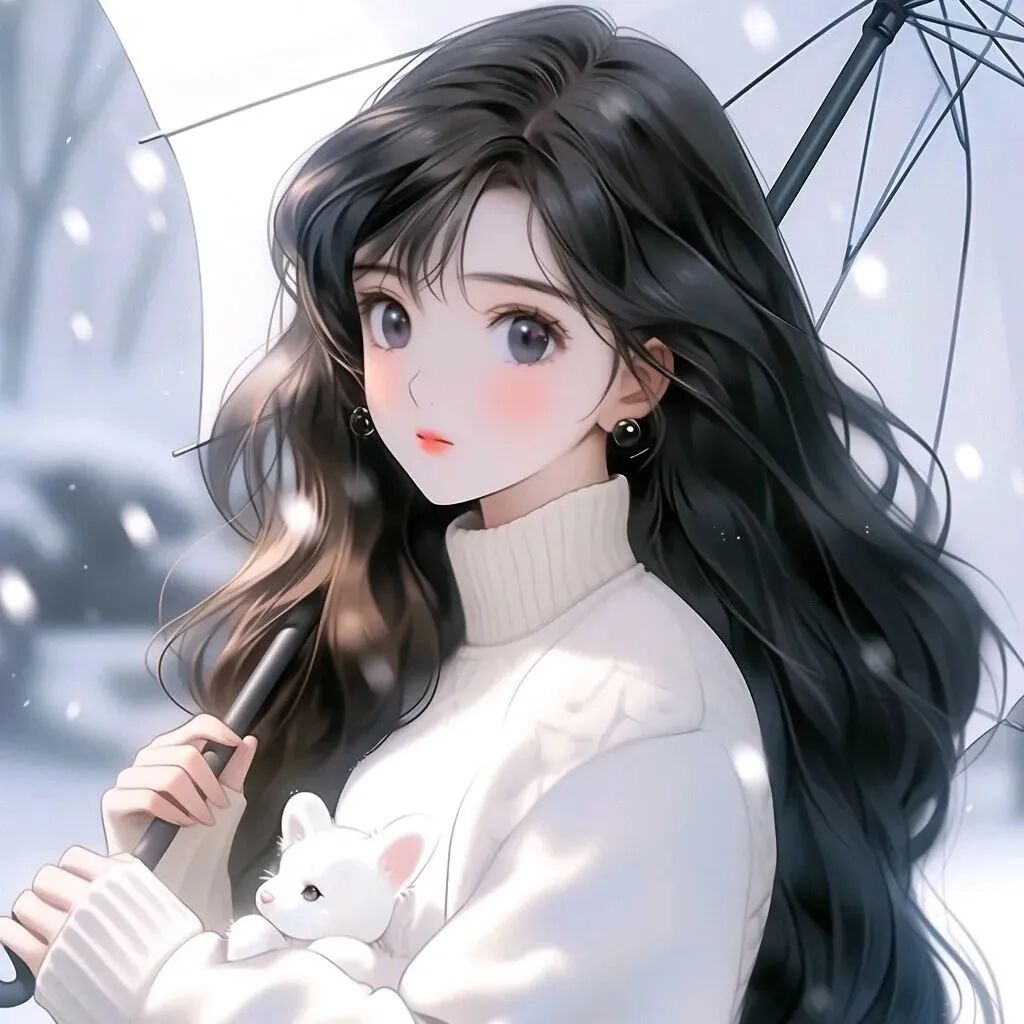 撑伞冬天动漫头像女