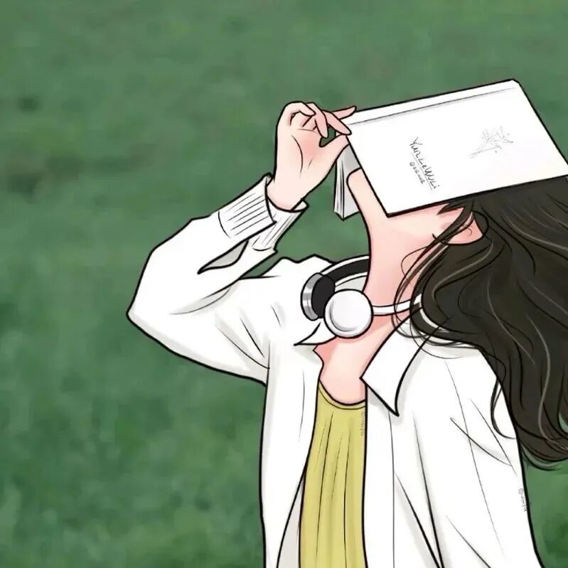 看书手绘动漫头像女