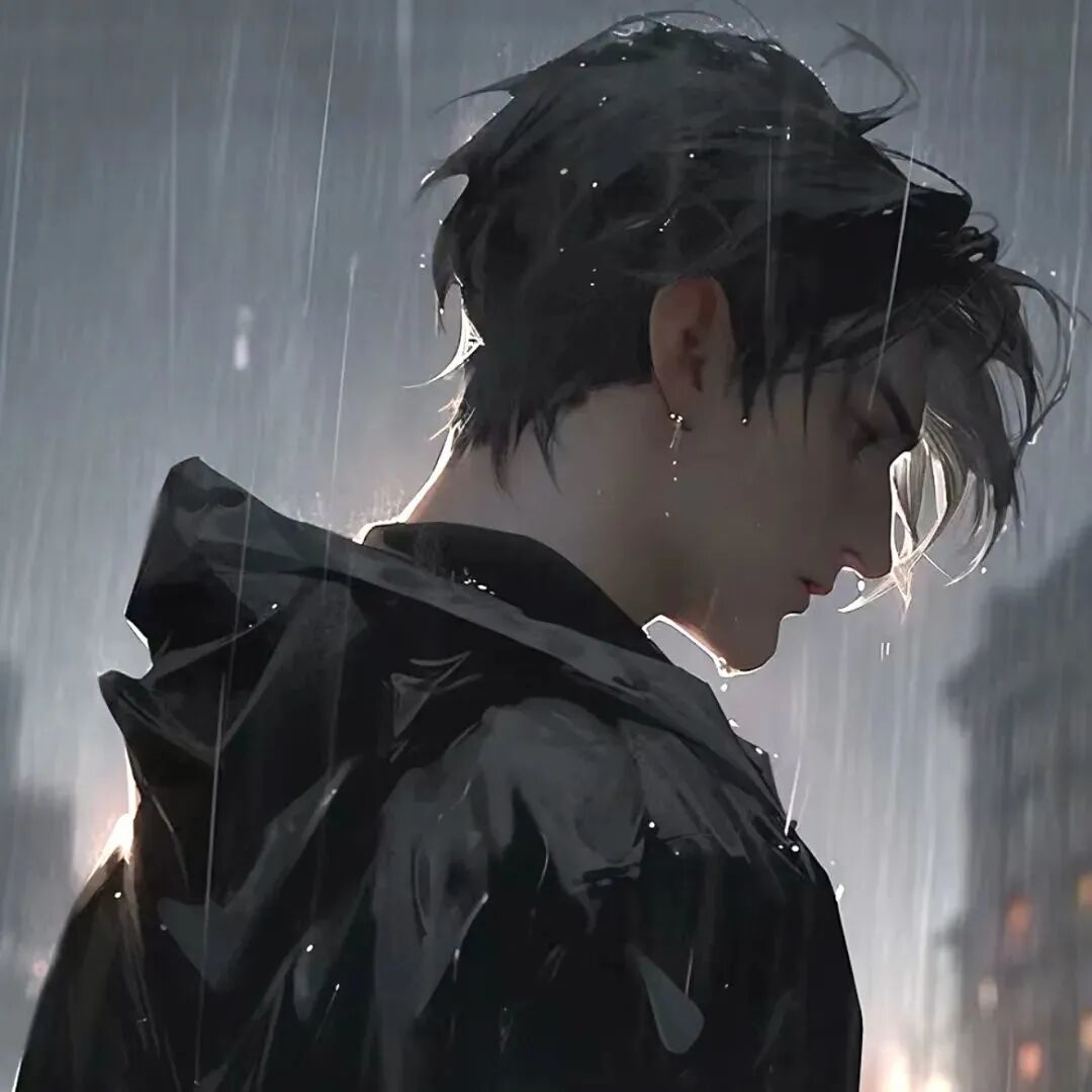 下雨暗黑冷酷动漫头像男
