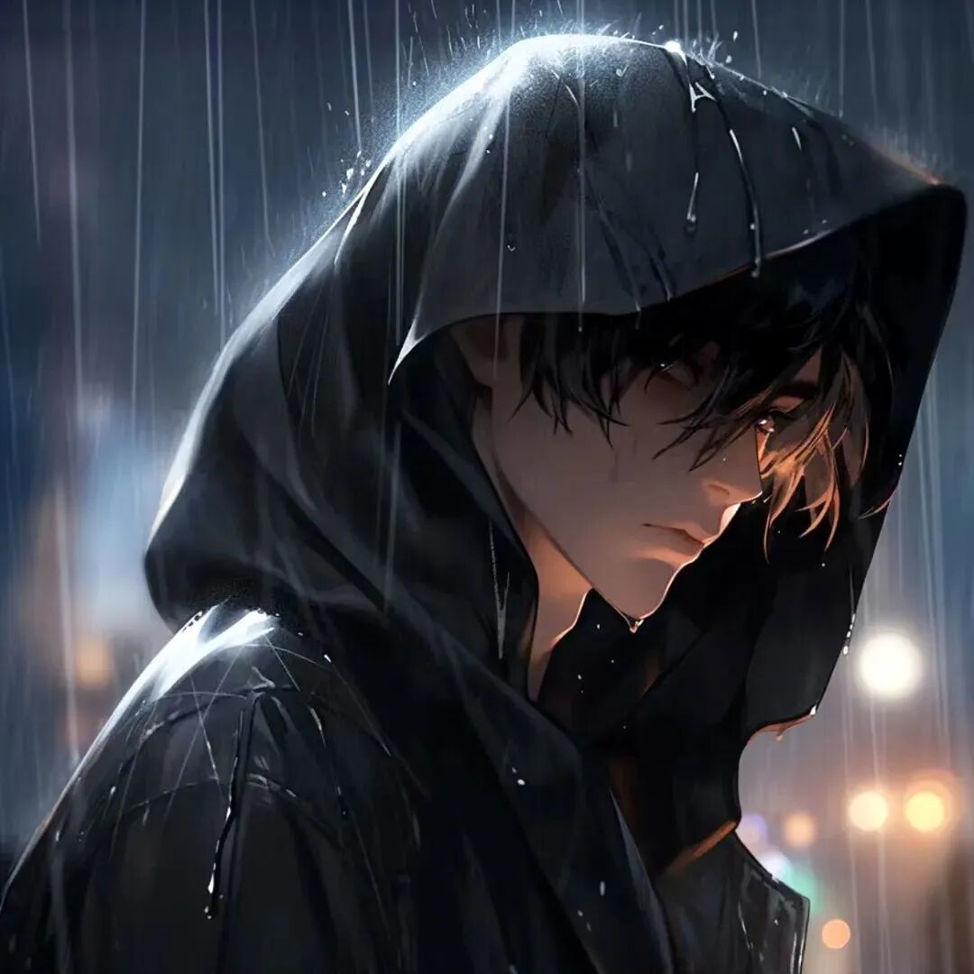 下雨暗黑冷酷动漫头像男