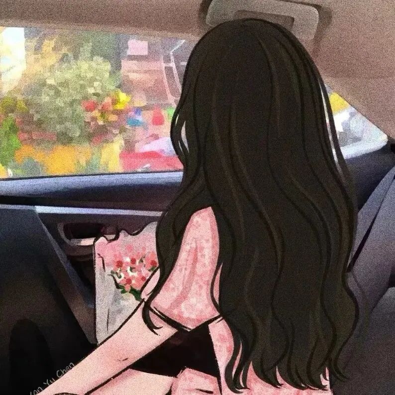 车内手绘动漫头像女