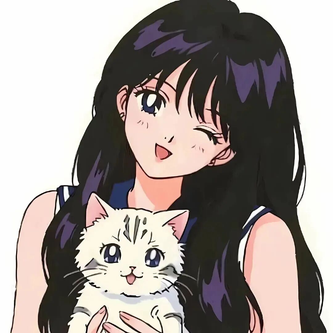 抱着猫咪古早感动漫头像女