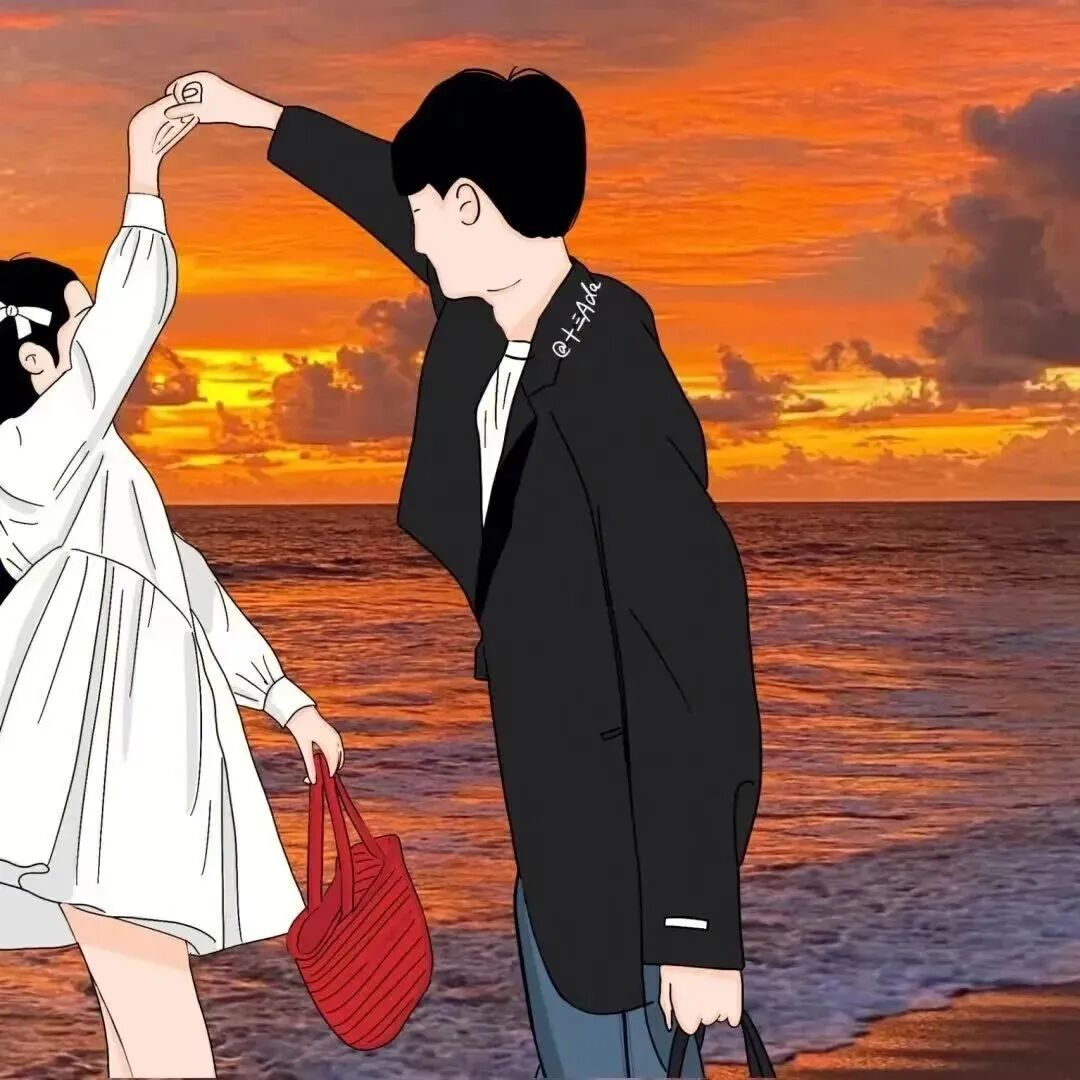 动漫情侣头像海边情侣头像