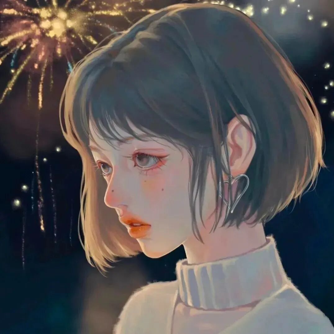 二人闺蜜动漫闺蜜头像氛围感烟花